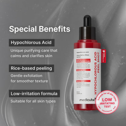 medicube Hypochlorous Acid Peel Shot Duo for Face & Body: Hypochlorous Acid Facial & Body Peel Shot | Exfoliating Serum Set with Rice Extract, Panthenol | Hydrating, Calming & Texture Refining Care