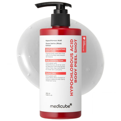 medicube Hypochlorous Acid Peel Shot Duo for Face & Body: Hypochlorous Acid Facial & Body Peel Shot | Exfoliating Serum Set with Rice Extract, Panthenol | Hydrating, Calming & Texture Refining Care