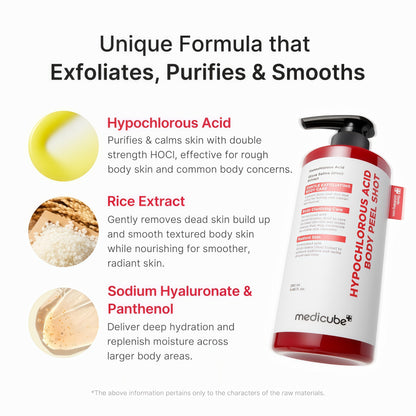 medicube Hypochlorous Acid Peel Shot Duo for Face & Body: Hypochlorous Acid Facial & Body Peel Shot | Exfoliating Serum Set with Rice Extract, Panthenol | Hydrating, Calming & Texture Refining Care