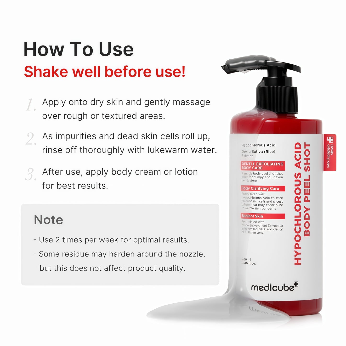 medicube Hypochlorous Acid Peel Shot Duo for Face & Body: Hypochlorous Acid Facial & Body Peel Shot | Exfoliating Serum Set with Rice Extract, Panthenol | Hydrating, Calming & Texture Refining Care