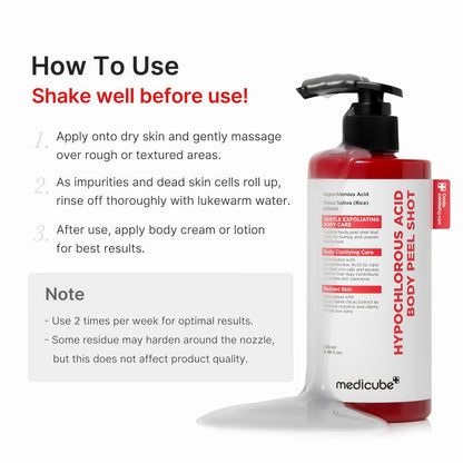 medicube Hypochlorous Acid Peel Shot Duo for Face & Body: Hypochlorous Acid Facial & Body Peel Shot | Exfoliating Serum Set with Rice Extract, Panthenol | Hydrating, Calming & Texture Refining Care