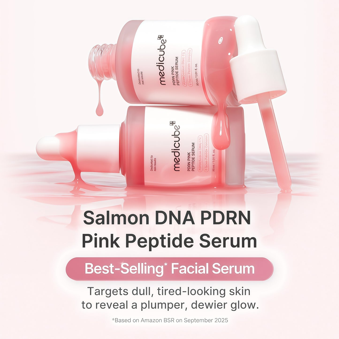 medicube PDRN Pink Peptide Serum with Rose PDRN | Vegan Pink Glow Serum - Peptides & Niacinamide for Hydration & Firm-Looking Skin, Skin Clarity, Korean Skincare, 1.01 fl. Oz