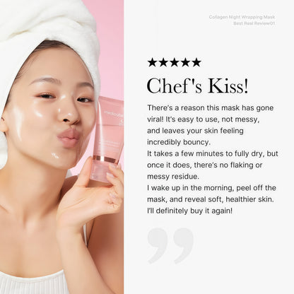 medicube Wrapping Mask Collagen Overnight Peel Off Facial Mask | Elasticity & Hydration Care, Reduces Sagging & Dullness | Hydrolyzed Collagen For Glowing Skin | Korean Skin Care, 2.53 fl.oz