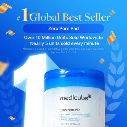 medicube Toner Pads Zero Pore Pad 2.0 for Exfoliation and Pore Care | Dual-Textured Facial Pad with 4.5% AHA Lactic Acid, 0.45% BHA Salicylic Acid - For All, Korean Skin Care, 70 Pads, 1 Pack