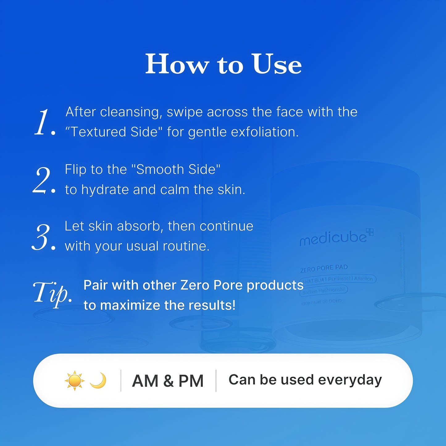 medicube Toner Pads Zero Pore Pad 2.0 for Exfoliation and Pore Care | Dual-Textured Facial Pad with 4.5% AHA Lactic Acid, 0.45% BHA Salicylic Acid - For All, Korean Skin Care, 70 Pads, 1 Pack