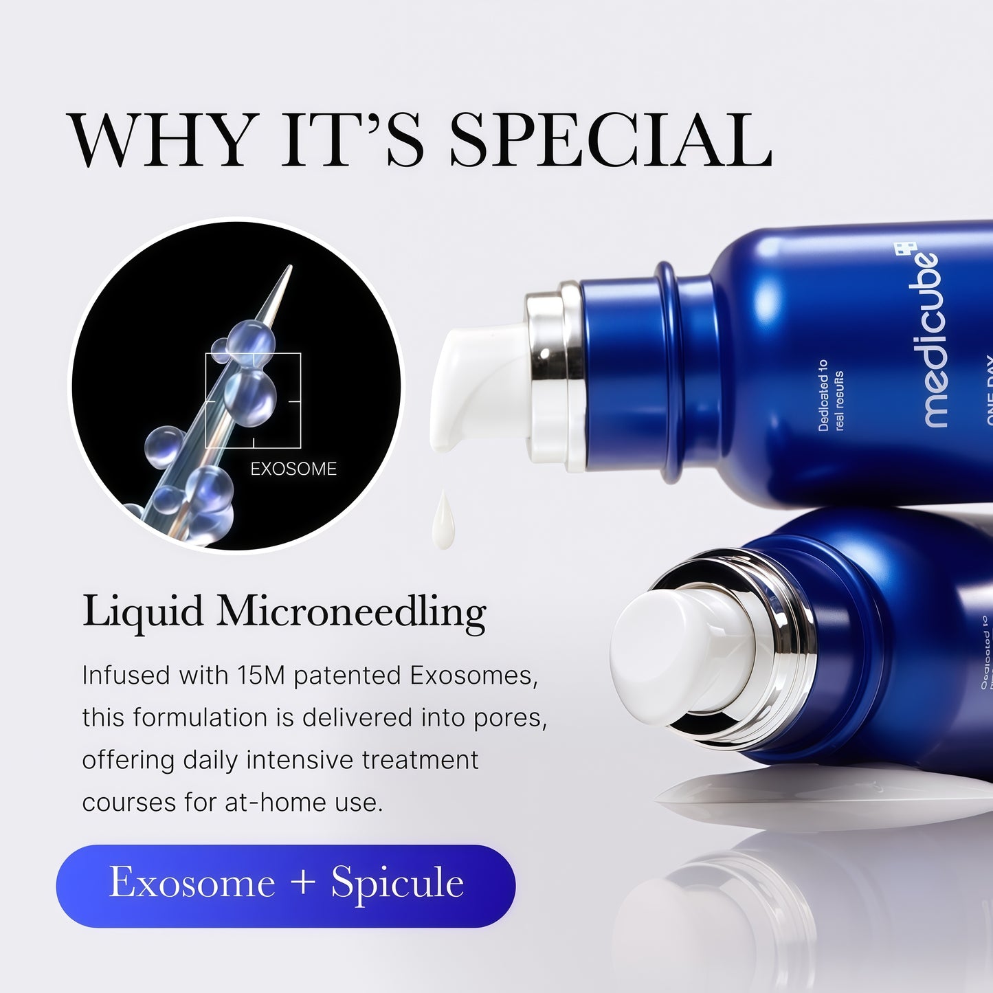 medicube Exosome Shot Zero 7,500 PPM Spicule Facial Serum | Liquid Skin Booster Serum with Exosome, AHA+BHA+PHA - Pore Care, Dead Skin Cells, Skin Texture, Korean Skincare, 1.01 fl.oz