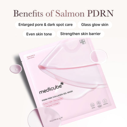 medicube Jelly Gel Mask with Salmon DNA PDRN Pink Collagen, 4EA | Overnight Face Mask for Glass Glow Skin - Elasticity, Hydrating, Firming and Moisturizing, Korean Skincare, 28g x 4ea