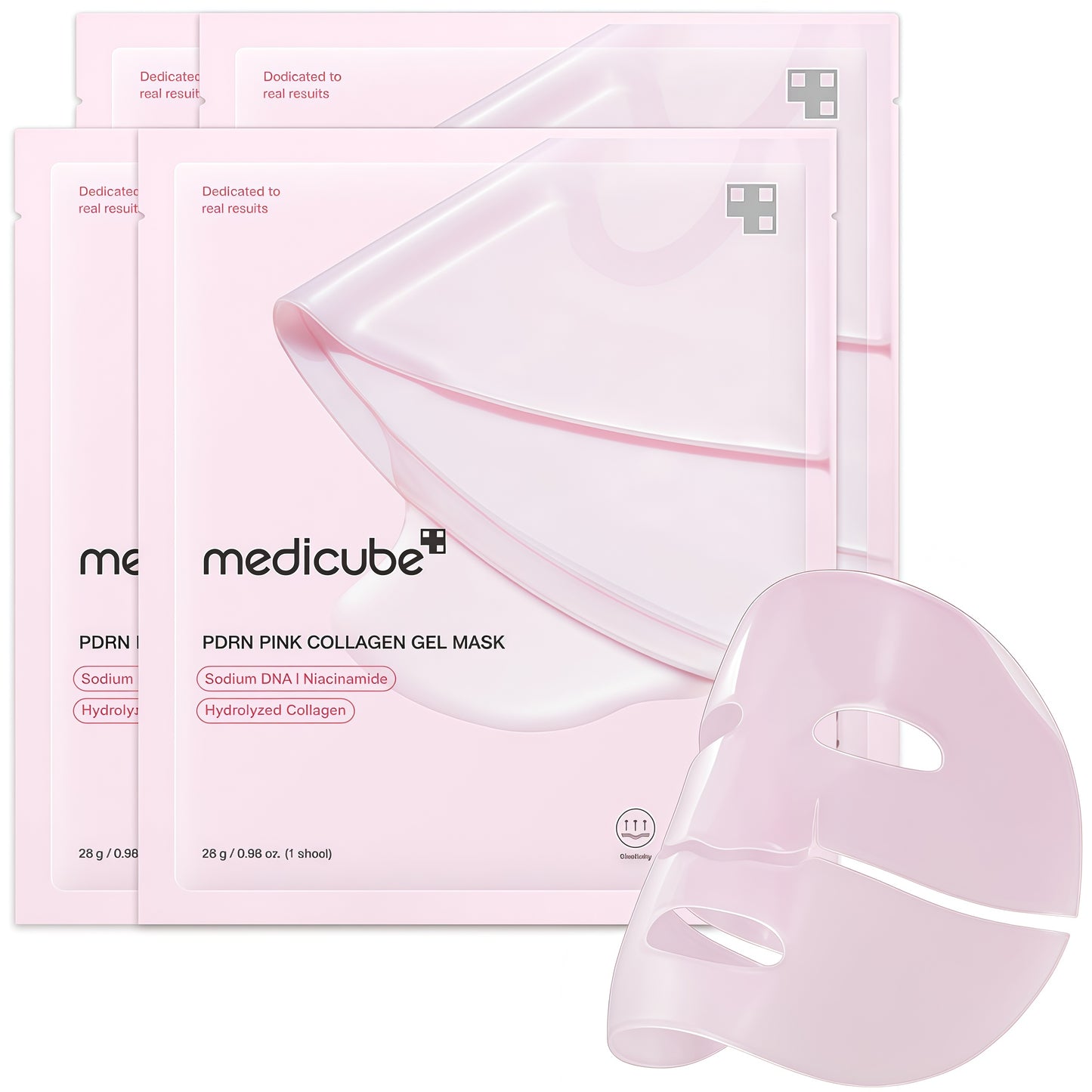 medicube Jelly Gel Mask with Salmon DNA PDRN Pink Collagen, 4EA | Overnight Face Mask for Glass Glow Skin - Elasticity, Hydrating, Firming and Moisturizing, Korean Skincare, 28g x 4ea