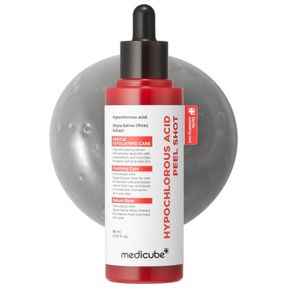 medicube Hypochlorous Acid Peel Shot Duo for Face & Body: Hypochlorous Acid Facial & Body Peel Shot | Exfoliating Serum Set with Rice Extract, Panthenol | Hydrating, Calming & Texture Refining Care
