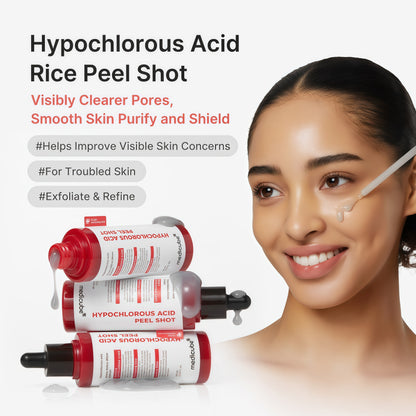 medicube Hypochlorous Acid Peel Shot Duo for Face & Body: Hypochlorous Acid Facial & Body Peel Shot | Exfoliating Serum Set with Rice Extract, Panthenol | Hydrating, Calming & Texture Refining Care